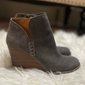 Lucky brand suede wedge booties